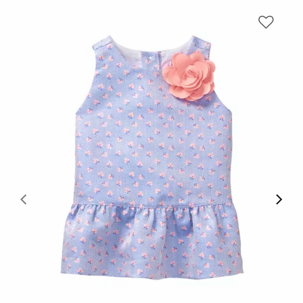 Janie and Jack Blue Floral Peplum Tank with Coral Flower